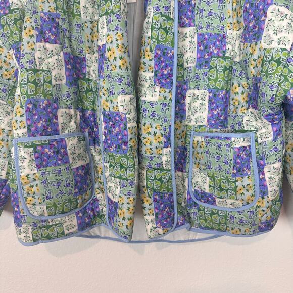 Anthropologie x Mable Zenobia Patchwork Feeling Quilted Jacket in Green/Lavender - Picture 6 of 8
